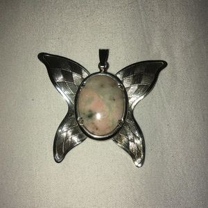 Vintage Pendant Butterfly with stone center
